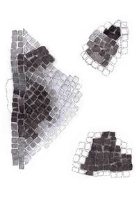 Fragmente mit dunklem Flächendekor mit zeichnerischer Ergänzung.